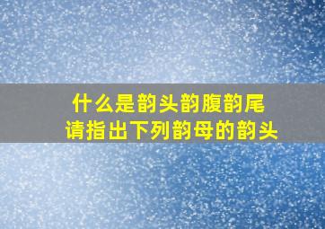 什么是韵头韵腹韵尾 请指出下列韵母的韵头